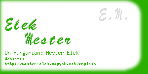 elek mester business card